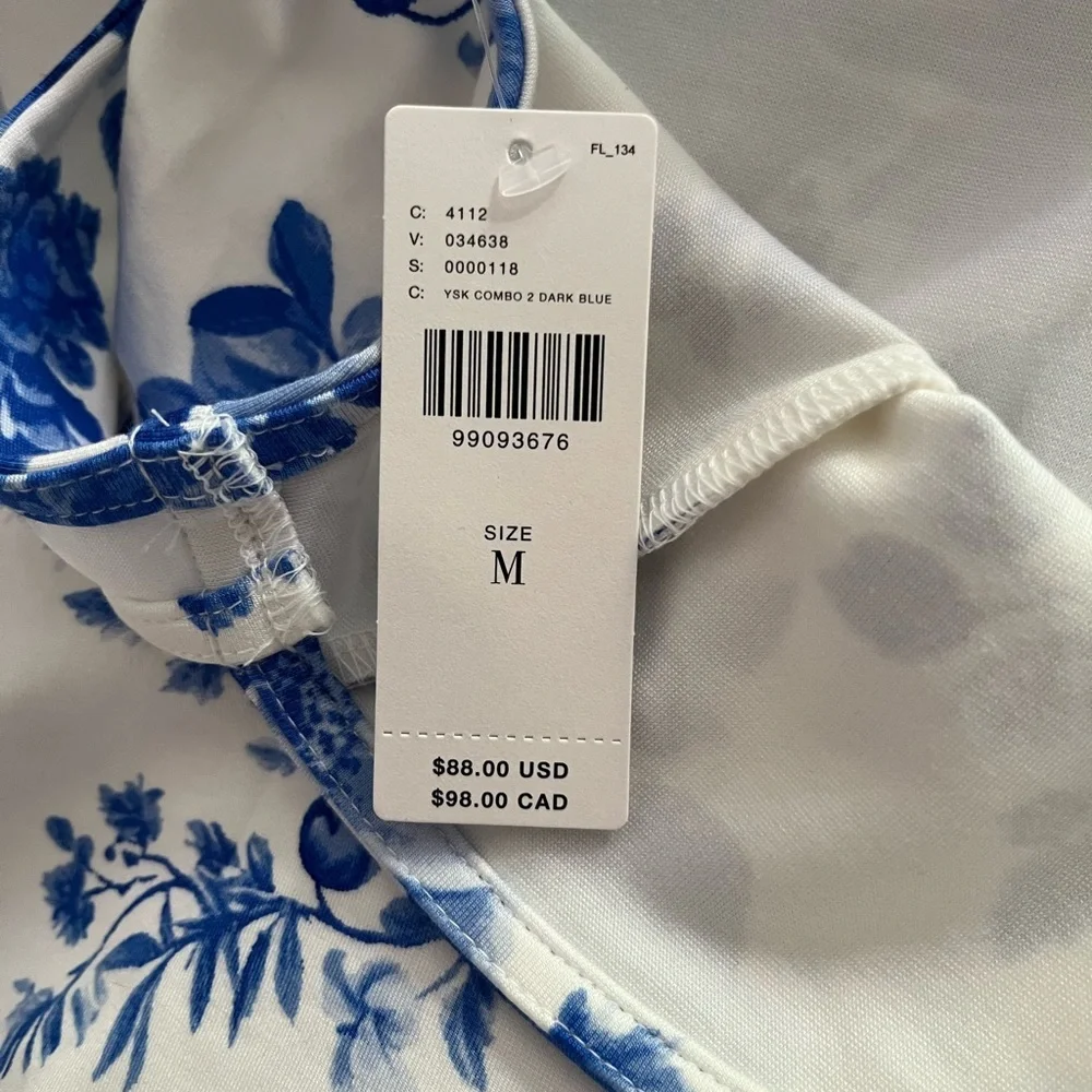 Anthropologie Maeve Square-Neck Peplum Tank Top in Blue Pattern Size M nwt - Picture 7 of 11